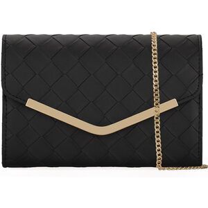 Black Faux Leather Woven Clutch for Prom, Party, or Wedding